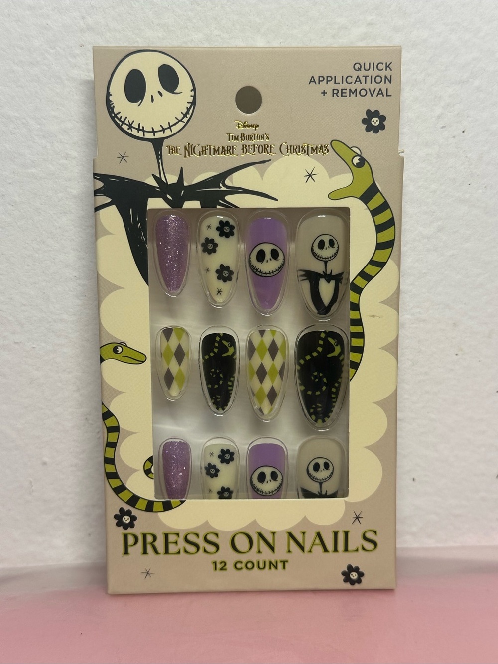 Disney The Nightmare Before Christmas Purple & Black Press-On Nails - 12 Count